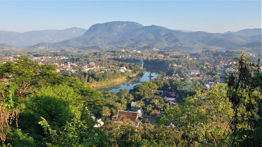 Luang Prabang town with the mountains in the background
