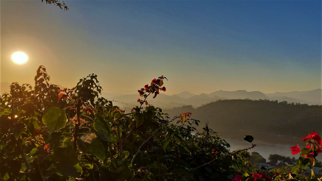 The sun setting over Luang Prabang