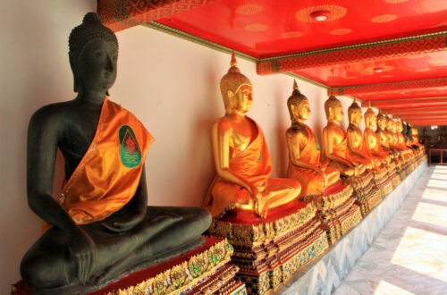 Gilded Buddha statues at Wat Pho, Bangkok