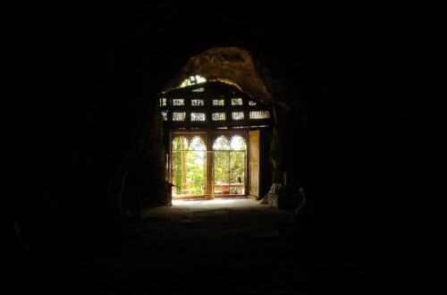 Inside the cave at Pak Ou
