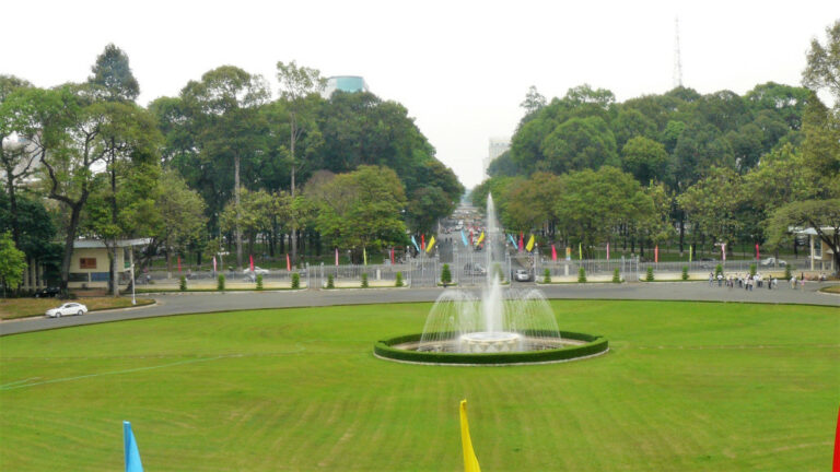 View of lawn in front of Indepence Palace