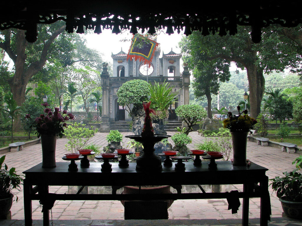 View of the entrance to Quan Thanh temple from the shrine Hanoi