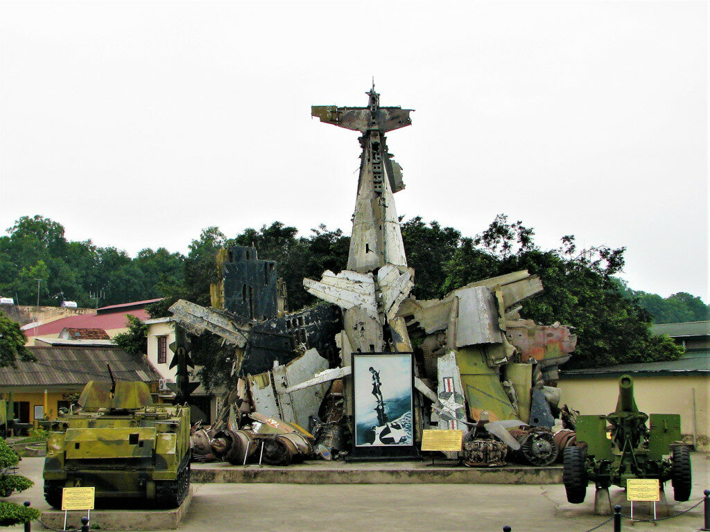 View of the B-52 wreckage in the courtyard