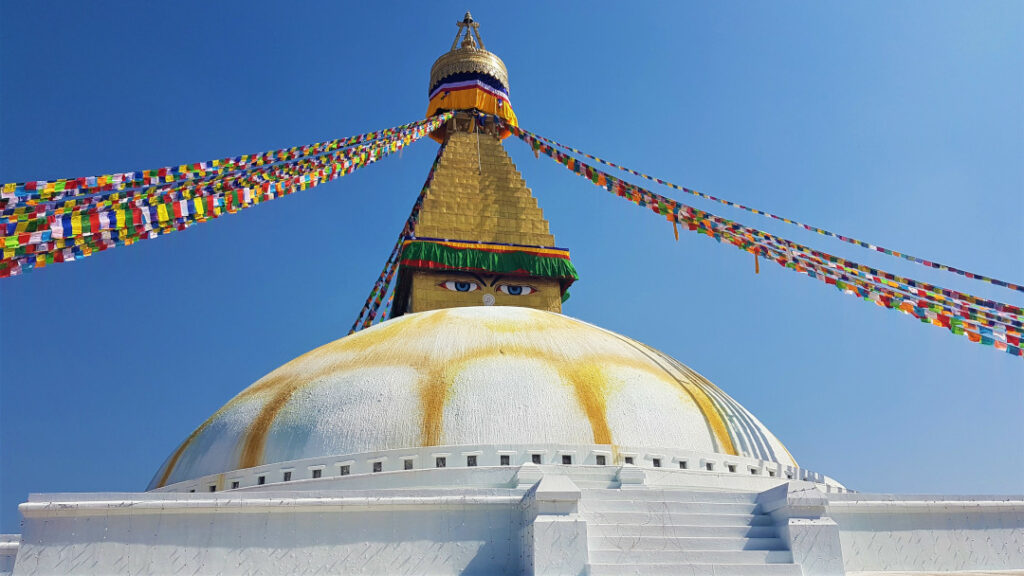 The eyes of Buddha at Boudhanath Stupa
