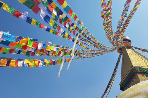 Tibetan prayer flags that adorn Boudhanath Stupa