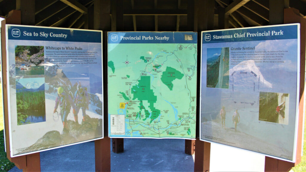 Information charts at Stawamus Chief Provincial Park tourist hut