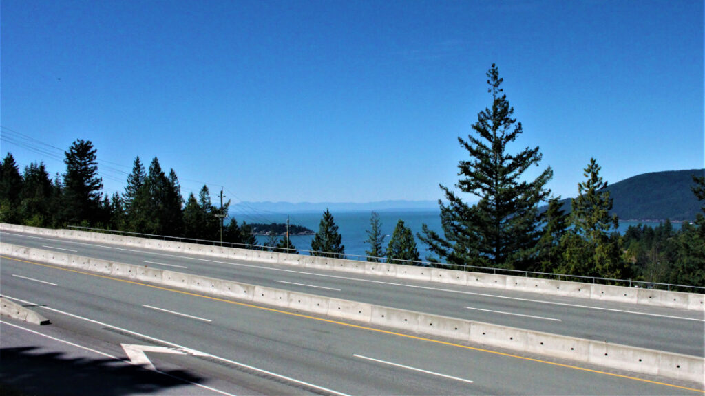 The Sea-to-Sky corridor from Stawamus Chief Provincial Park tourist hut