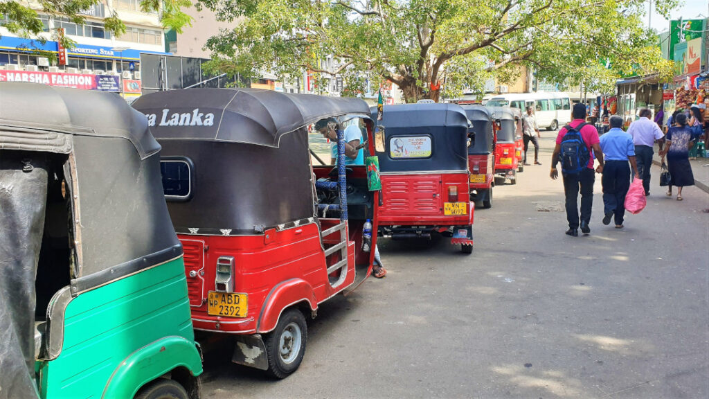 Tuk-tuks parked outside Colombo station
