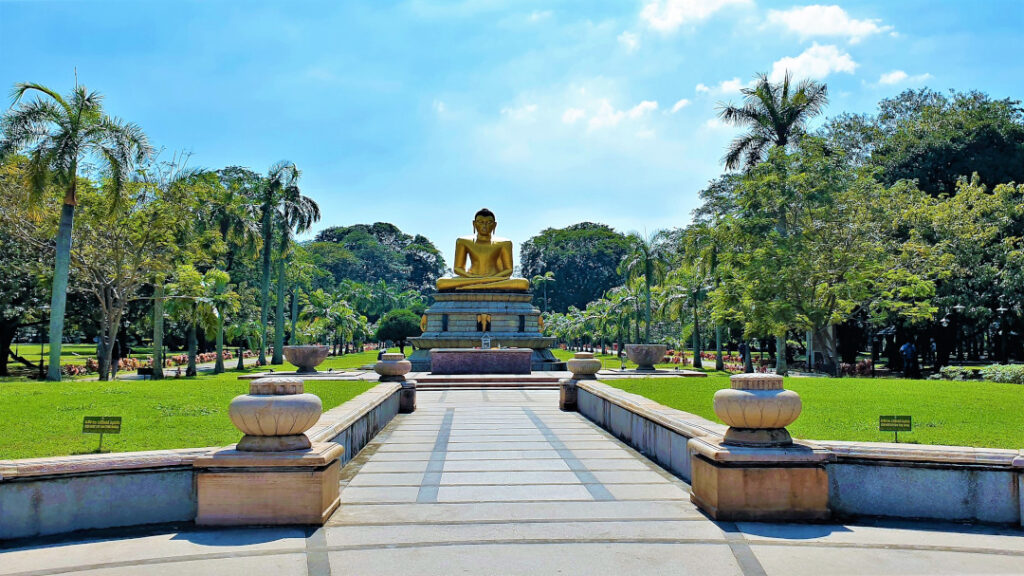 View of the park with the Buddha's statue taking centre stage