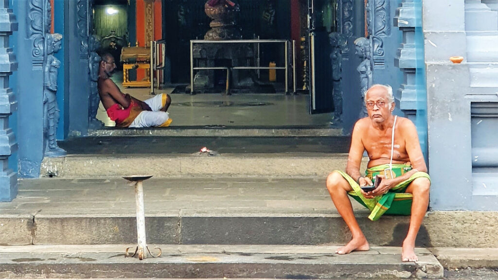 Priests at the temple taking a break
