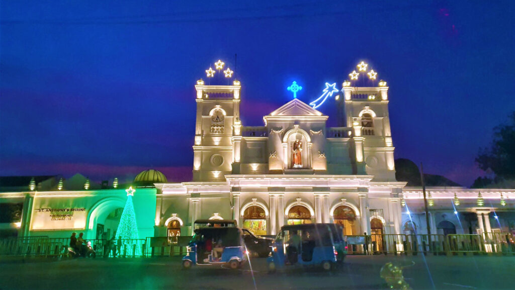 St Anthony’s Shrine lit up for the festivities