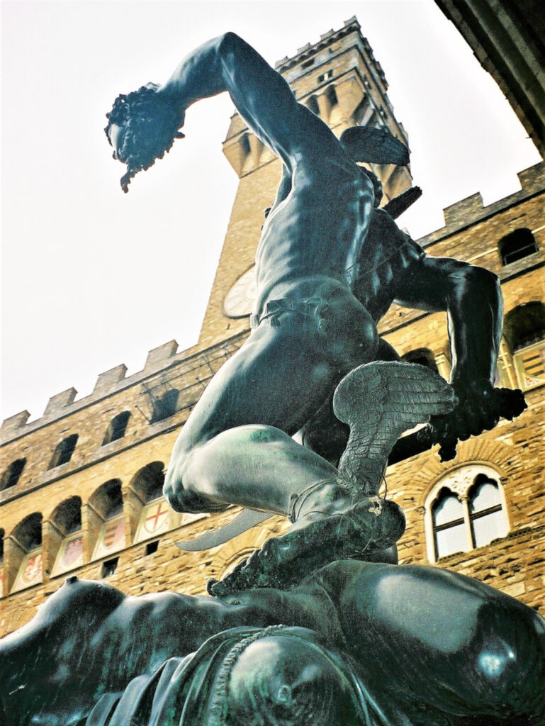 View of Perseus with Medusa's head from the rear