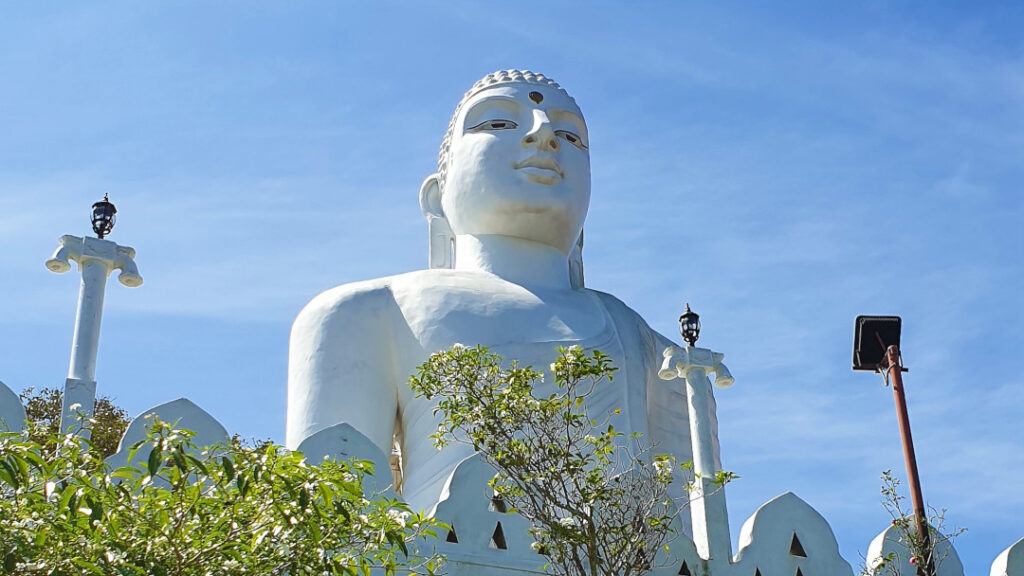 The Buddha statue from the steps leading to the compound