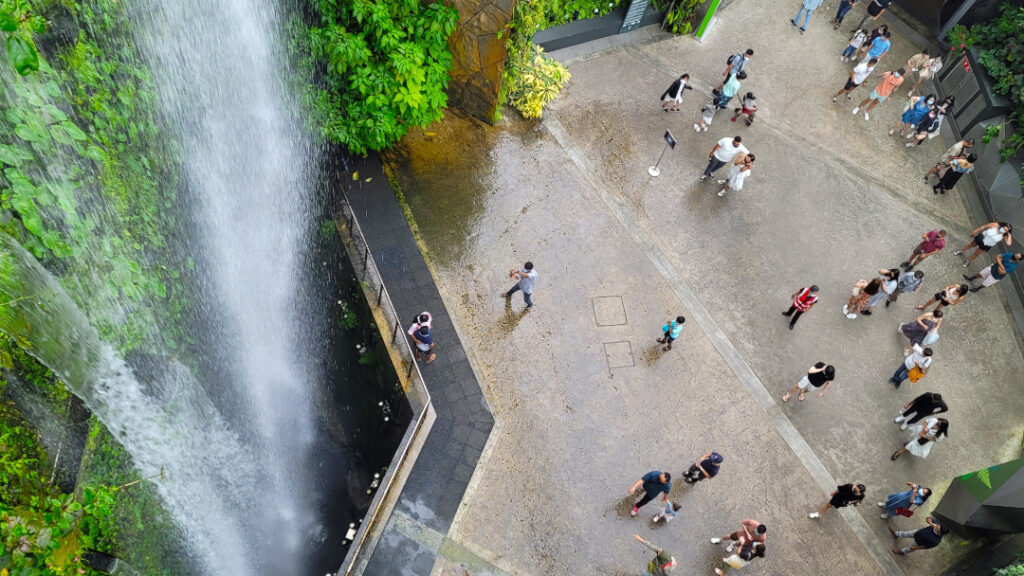 The cascading falls viewed from above.