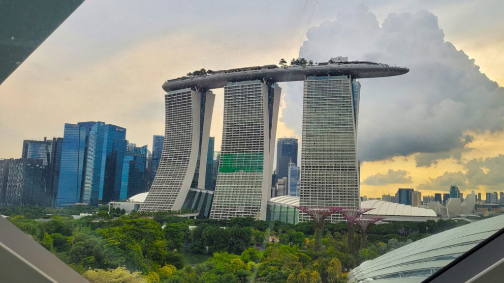 Views of Marina Sands Bay from inside the Cloud Forest.