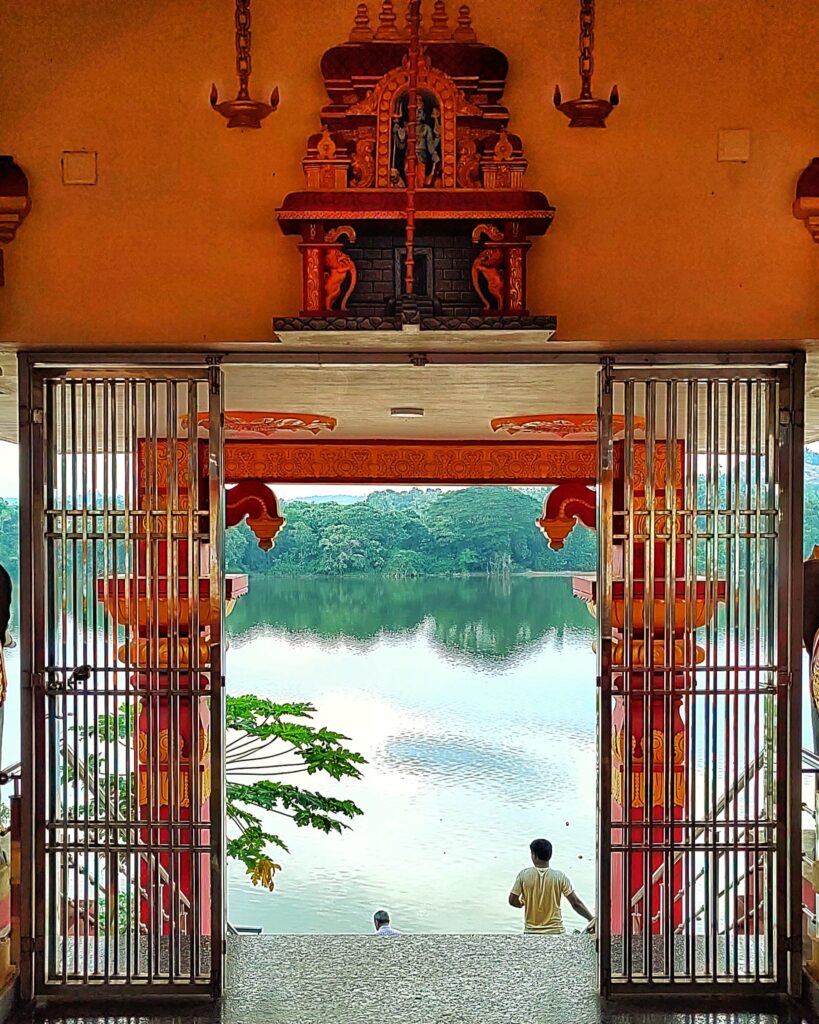 The Netravati River from inside the temple complex.