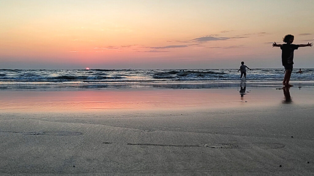 Kids having fun on the beach.