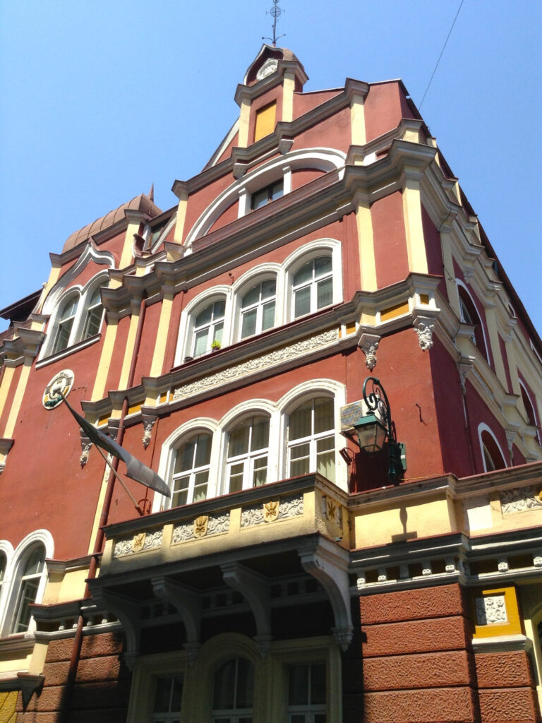 The building, done in classical European and Oriental architectural styles.
