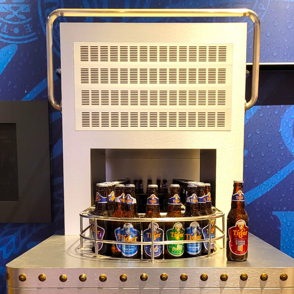 Special edition pint bottles with names of different labels highlighting various parts of the city.