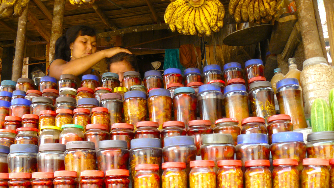 A local villager at her roadside stall in Meghalaya.