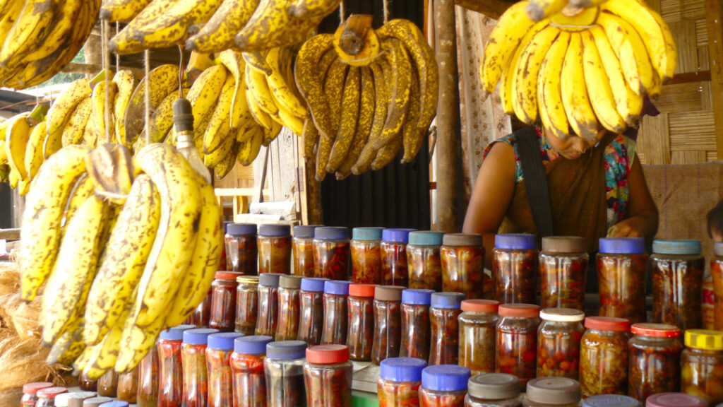 A local villager at her roadside stall in Meghalaya.